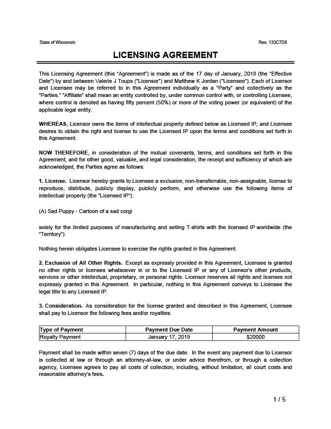 Free Licensing Agreement Template PDF & Word