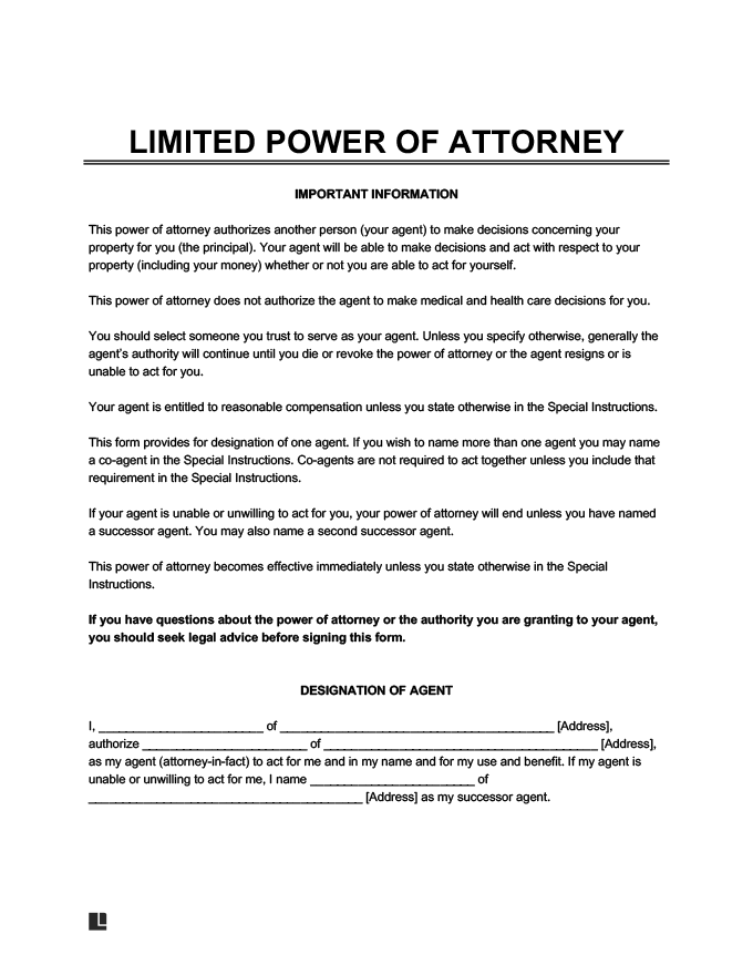 Special Power Of Attorney Template 0764