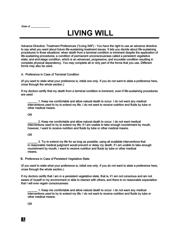 Make A Living Will Free Living Will Forms Pdf Word
