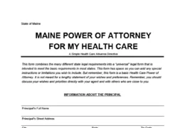 Maine Medical Power of Attorney Form