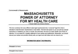 Massachusetts Medical Power of Attorney Form