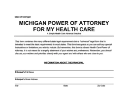 Michigan Medical Power of Attorney Form