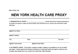 New York State Health Care Proxy Form