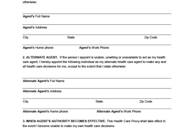 New York State Health Care Proxy Form