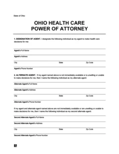 Ohio Durable Power of Attorney for Health Care Form