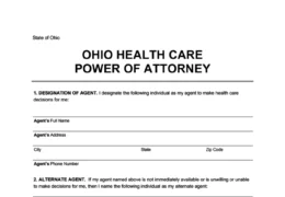 Ohio Durable Power of Attorney for Health Care Form