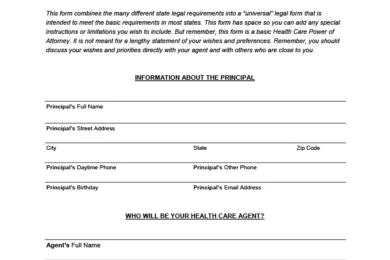 Oklahoma Durable Power of Attorney for Health Care Form