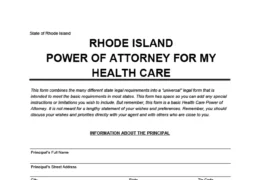 Rhode Island Durable Power of Attorney for Health Care Form