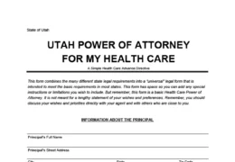 Utah Advance Health Care Directive Form
