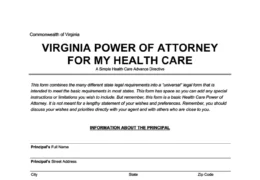 Virginia medical power of attorney form