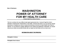 Washington Durable Power of Attorney for Health Care Form