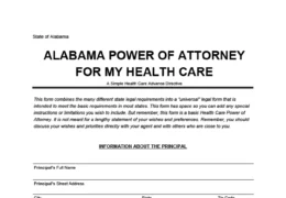 Alabama Medical Power of Attorney Form