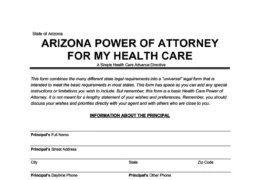 Arizona Medical Power of Attorney Form