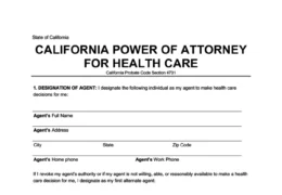 California Medical Power of Attorney Form