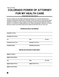 Colorado Medical Power of Attorney Form