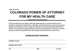 Colorado Medical Power of Attorney Form