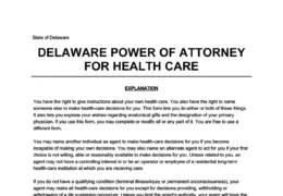 Delaware Medical Power of Attorney Form
