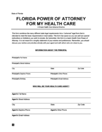 Florida medical power of attorney form