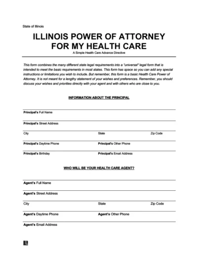 Illinois Medical Power of Attorney Form