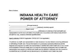 Indiana Medical Power of Attorney Form