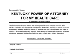 Kentucky Medical Power of Attorney Form