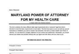 Maryland Medical Power of Attorney Form