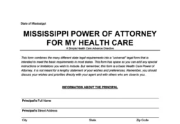 Mississippi Medical Power of Attorney Form