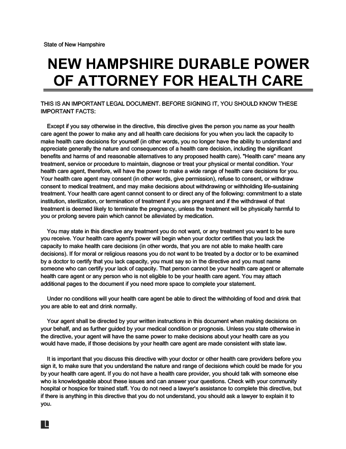 new hampshire medical power of attorney