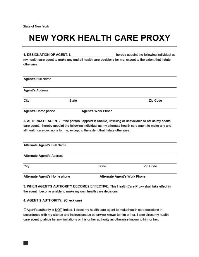 New York health care proxy (medical power of attorney)