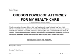 Oregon Medical Power of Attorney Form