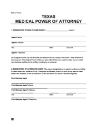 Free Texas Power Of Attorney Forms Pdf Word Downloads