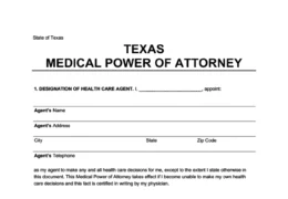 Texas medical power of attorney form
