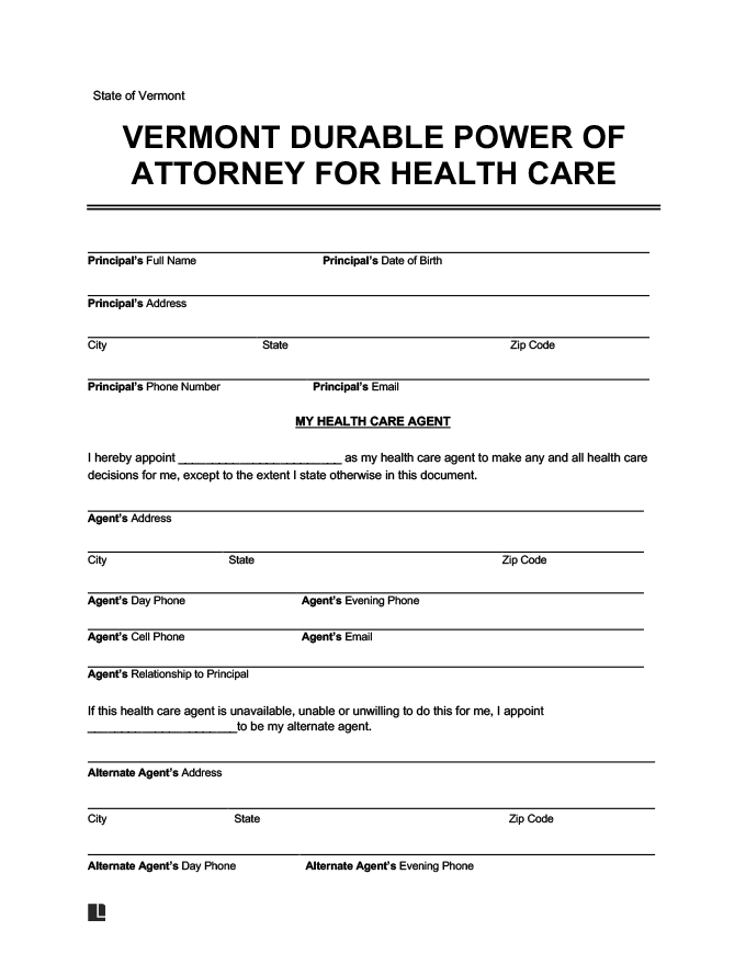 Free Vermont Medical Power Of Attorney PDF Word Downloads