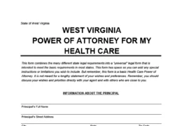West Virginia Medical Power of Attorney Form