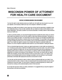 Wisconsin medical power of attorney screenshot
