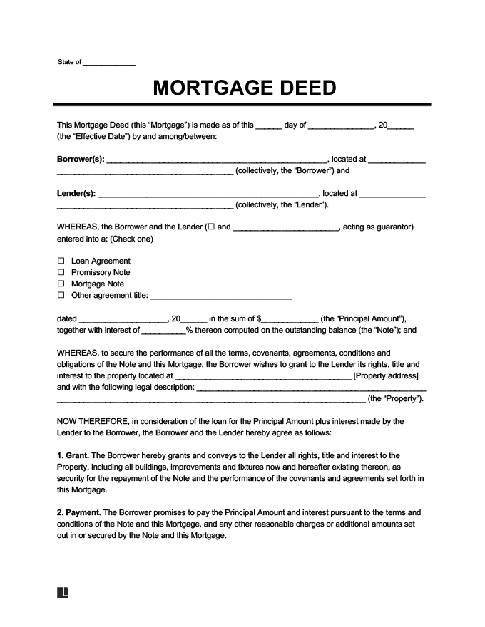 mortgage deed sample