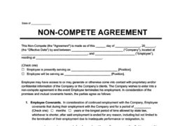 non compete agreement template