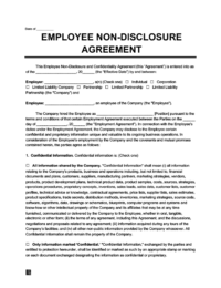 employee non-disclosure agreement