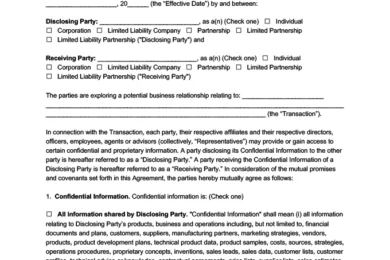 mutual non-disclosure agreement template