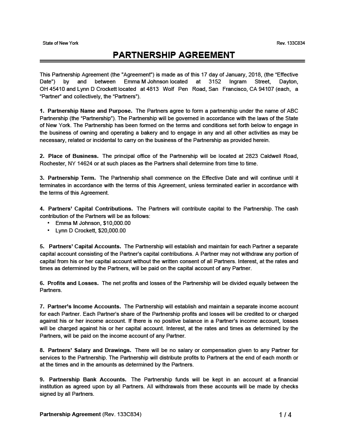 Free Partnership Agreement Template Create A Partnership Agreement