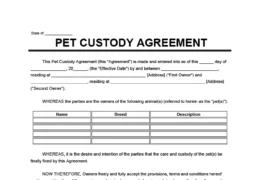Pet Custody Agreement Template