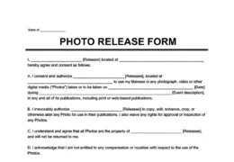 photo release form template