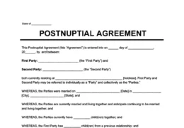 Postnuptial Agreement Template