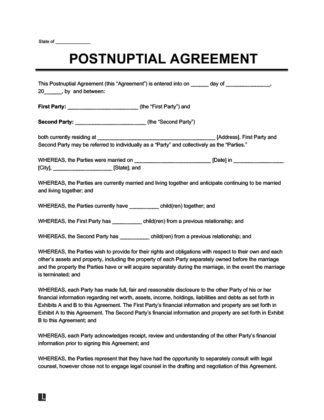 postnuptial agreement sample