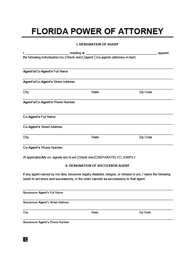 Free Florida Power Of Attorney Forms PDF Word