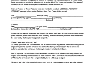 Connecticut Power of Attorney Form