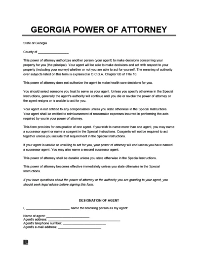 Georgia Power of Attorney Form