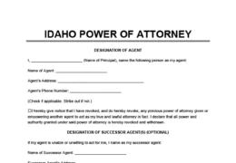 Idaho Power of Attorney Form