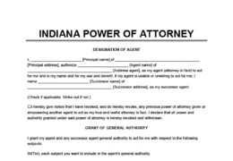 Indiana Power of Attorney Form