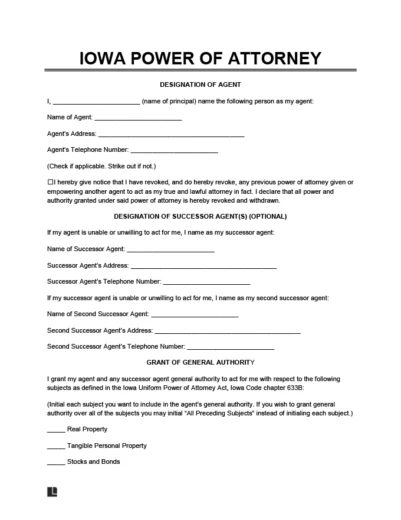 Iowa Power of Attorney Form